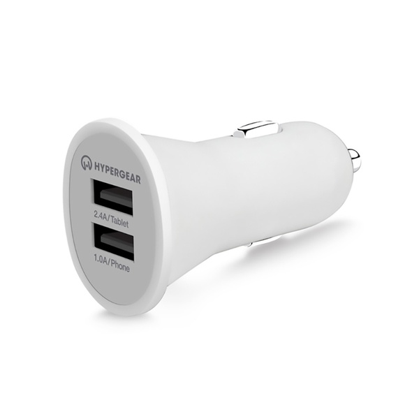 HyperGear Dual USB Mini 2.4A Car Charger - (White) - Picture 5 of 5